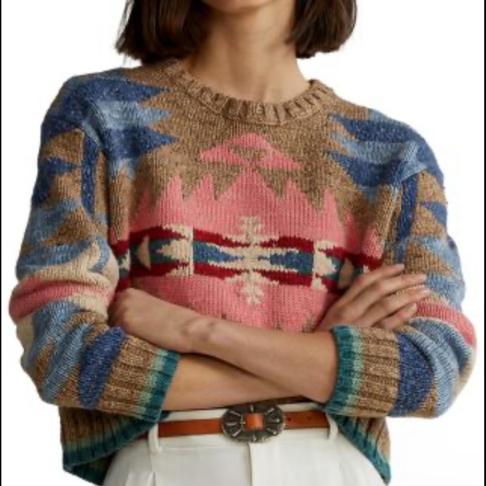 Polo Ralph Lauren Womens Aztec Southwestern Wool Blend Knit Sweater